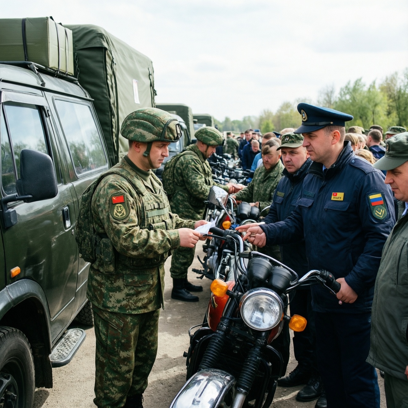 В Воронеже военнослужащим передали автомобили, мотоциклы и гуманитарную помощь
